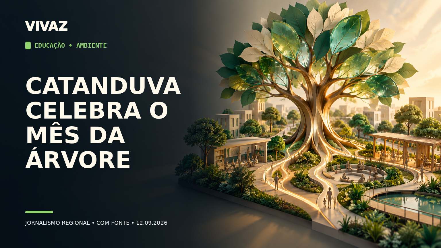 Capa editorial 3D da Vivaz sobre: Catanduva promove programação especial dedicada ao Mês da Árvore em setembro