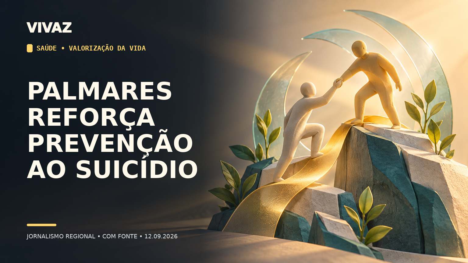 Capa editorial 3D da Vivaz sobre: Palmares Paulista reforça ações de valorização da vida e prevenção ao suicídio